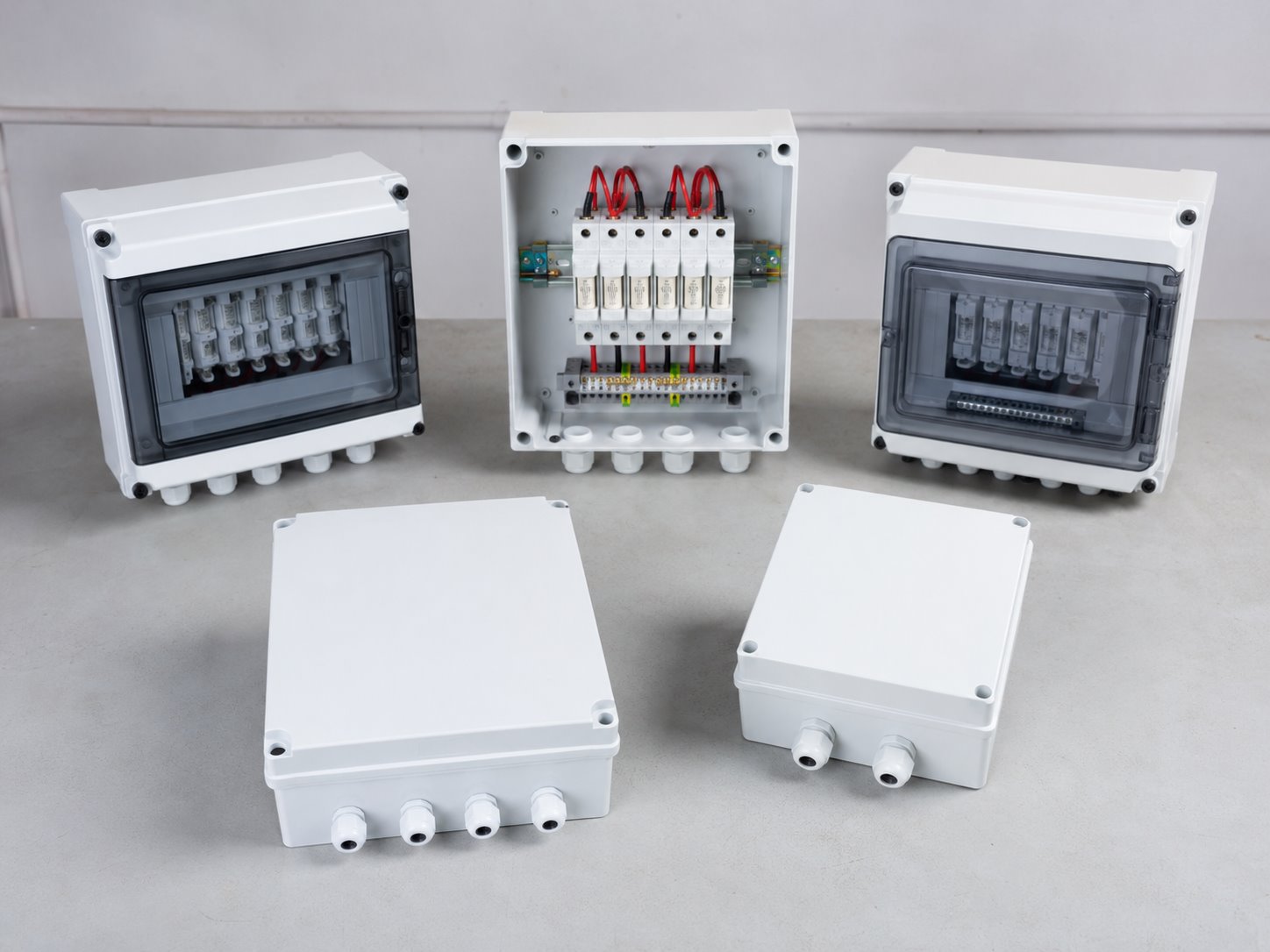 Complete PV combiner box and electrical accessories