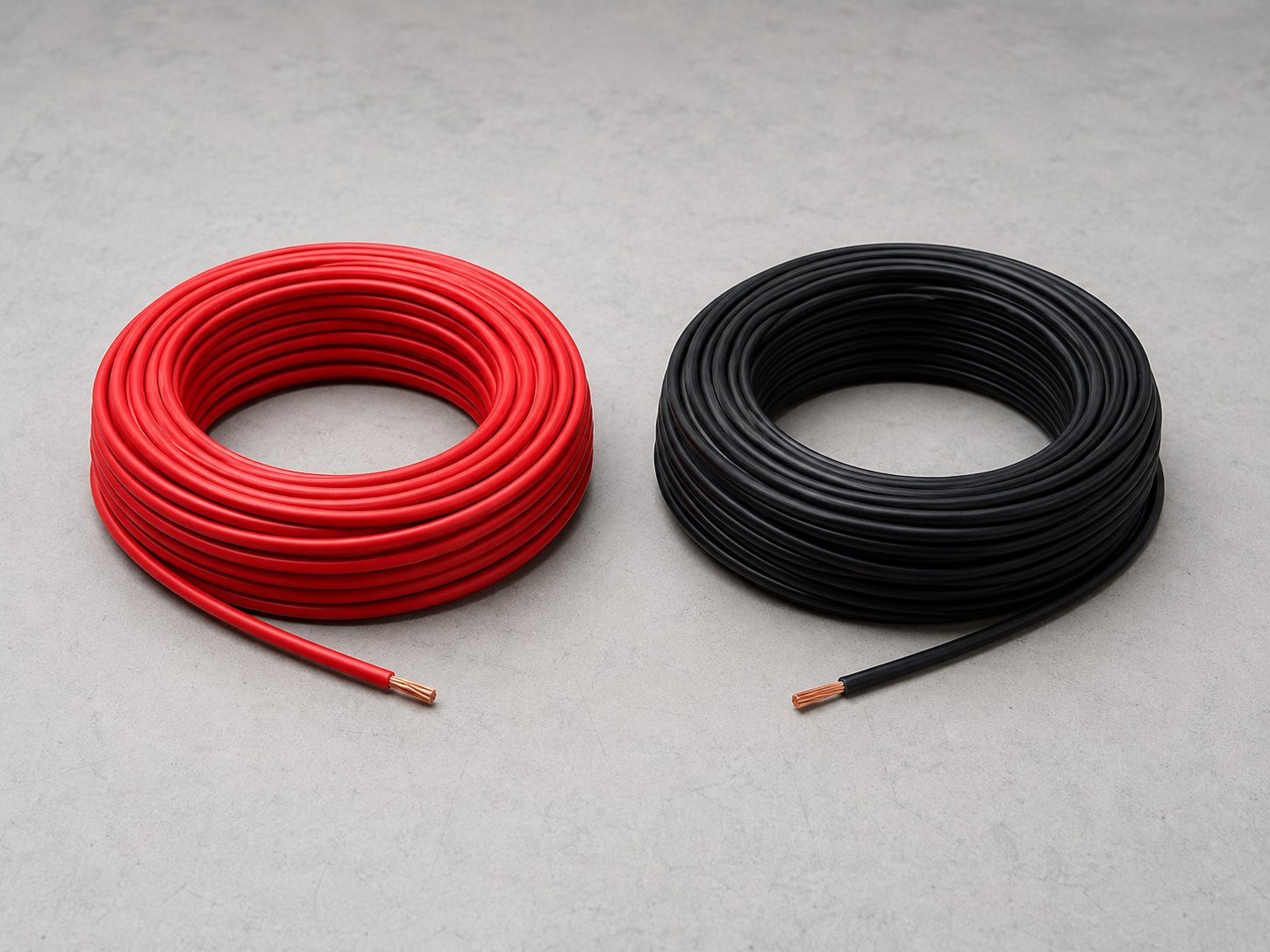 PV solar cables with connectors shown fully